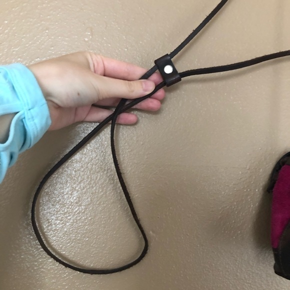 Mini Pink Suede Crossbody Bag - Picture 5 of 5